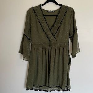 ZARA green boho / bohemian lace dress